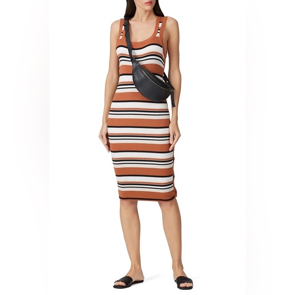 Sanctuary neutral stripe sleeveless knit midi dress - Medium NWT - Picture 2 of 5